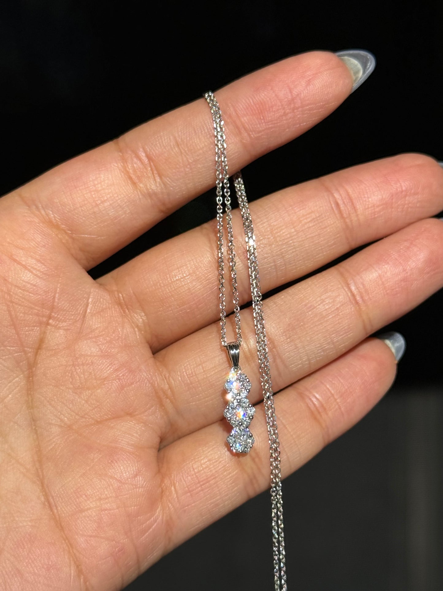 14k white gold diamond charm and chain