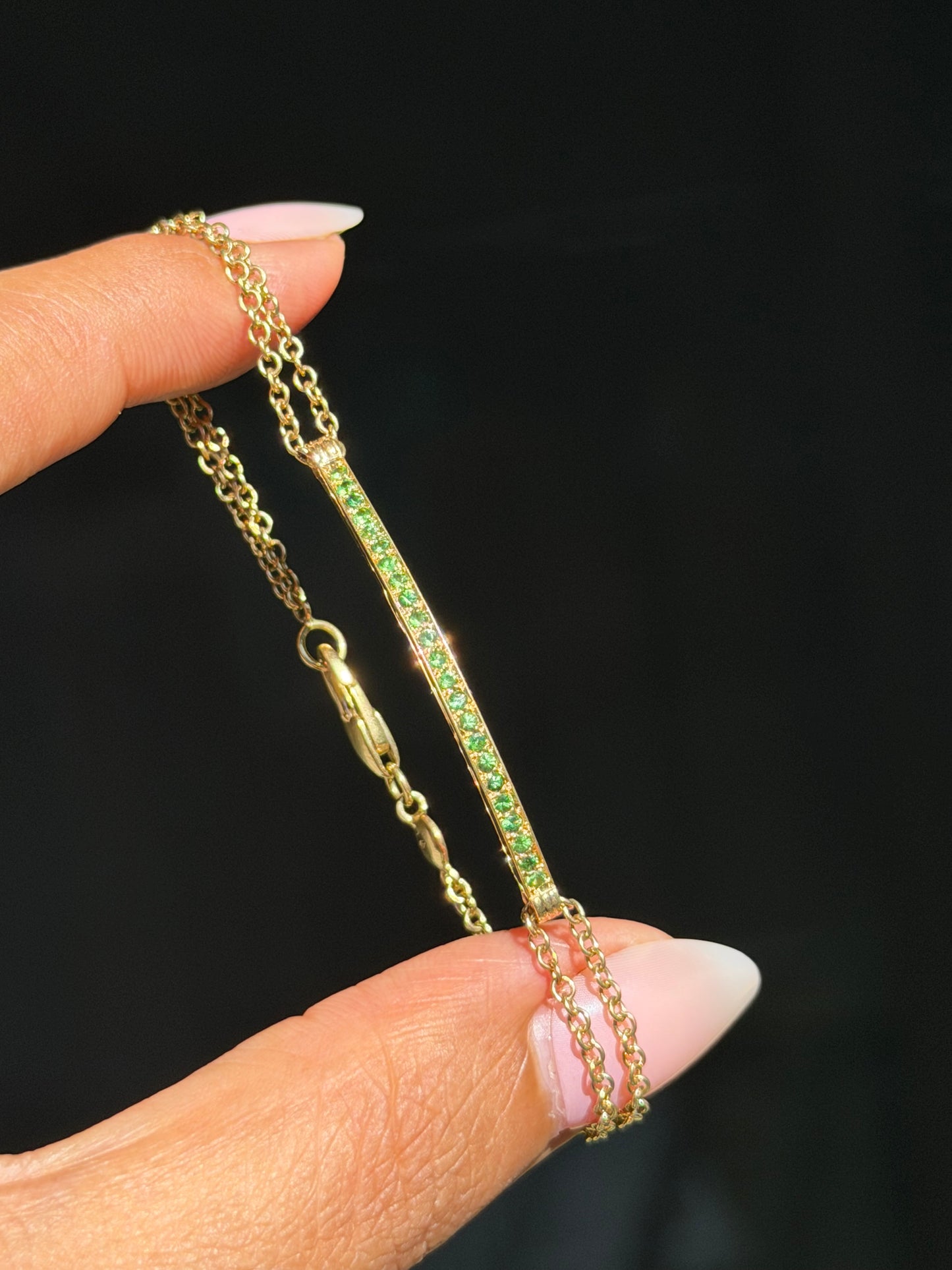 18k italian Tsavorite bar link bracelet