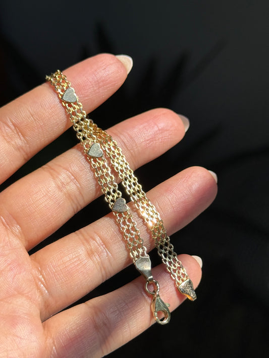 Vintage 14k  Heart X Bismark bracelet