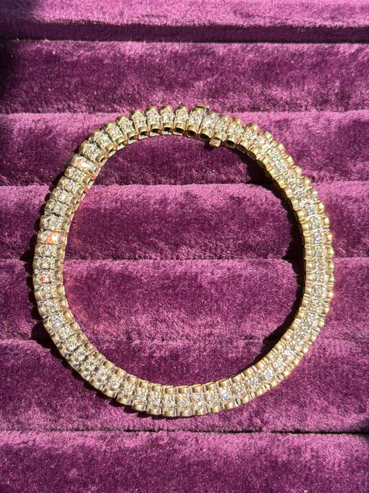 14k diamond panther tennis bracelet