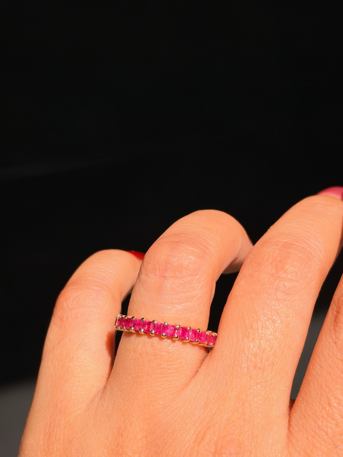14k Ruby eternity band