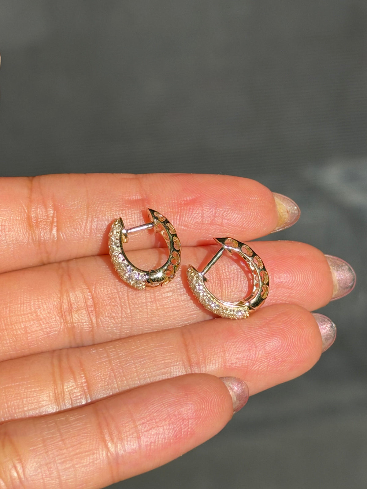 14k 1.20ct pave Diamond Huggies