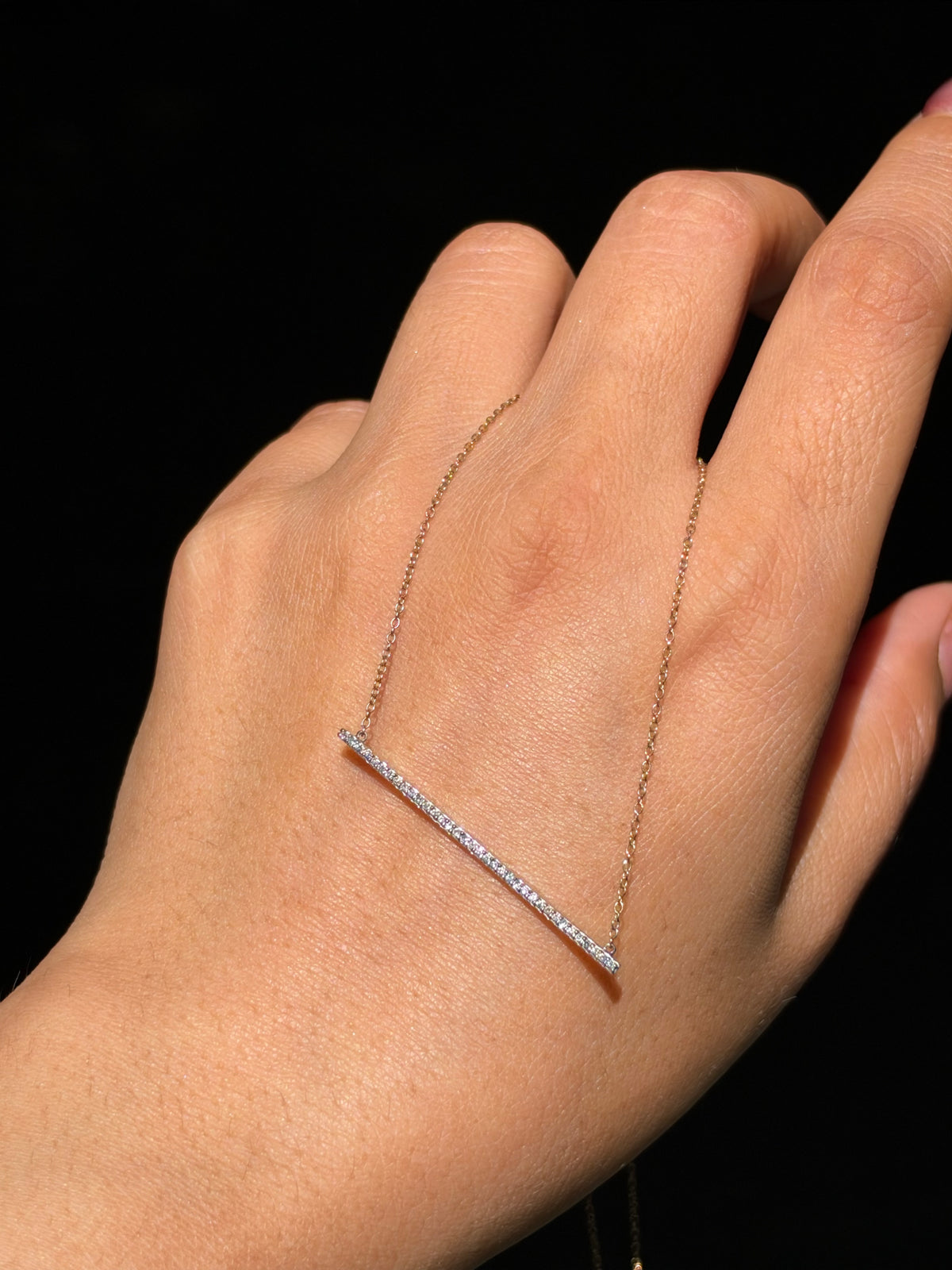 14k diamond bar necklace