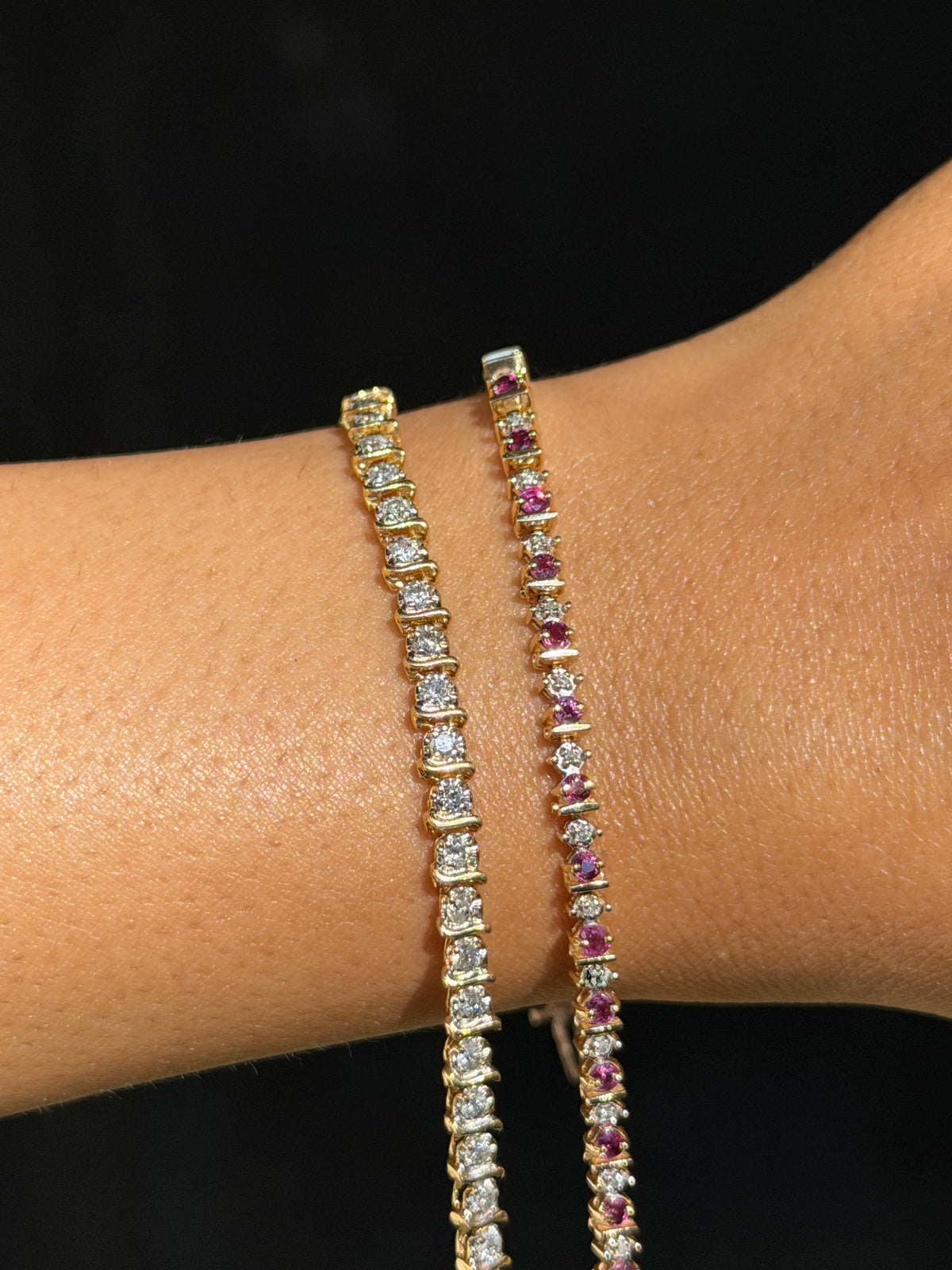 14k diamond S link tennis bracelet
