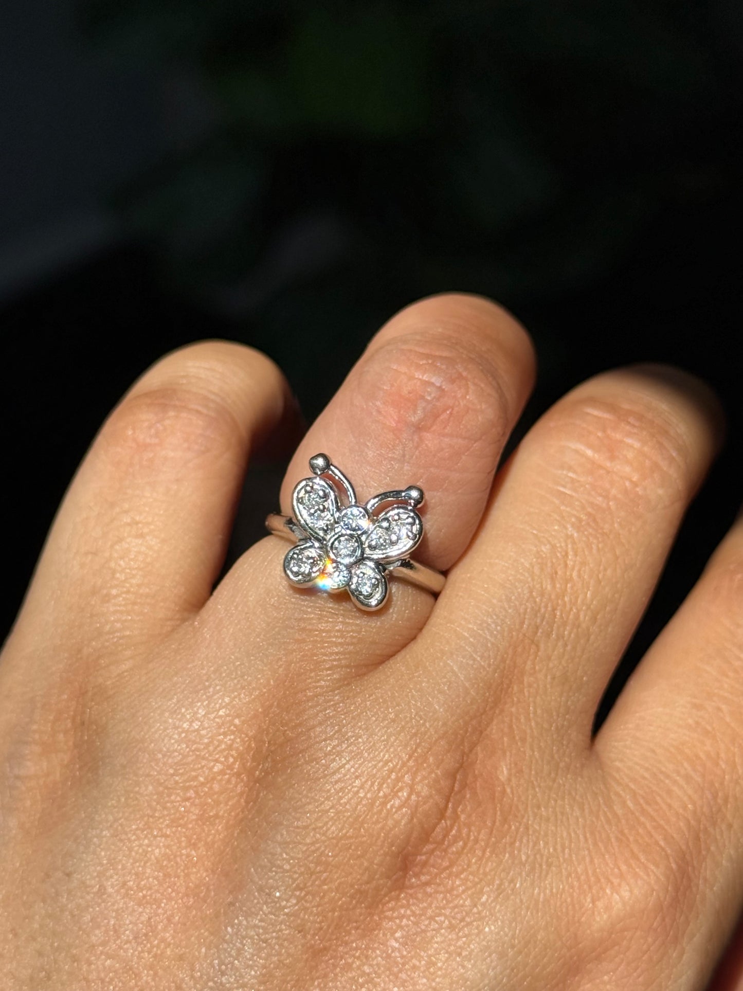 14k white gold Diamond butterfly ring