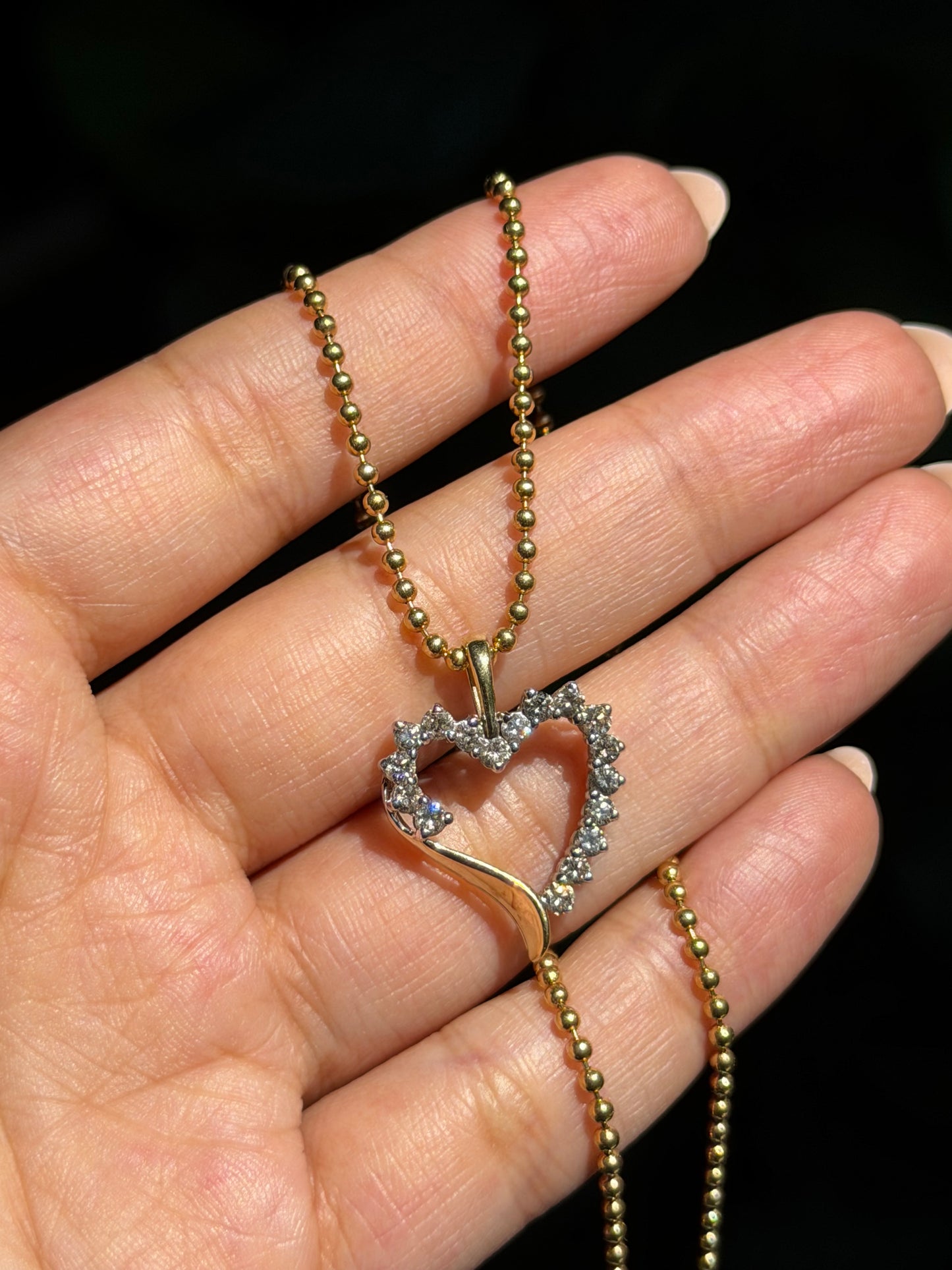 10k heart charm 0.90ct diamonds