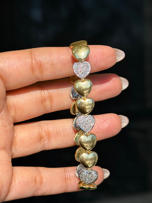 18k two tone diamond heart Bracelet