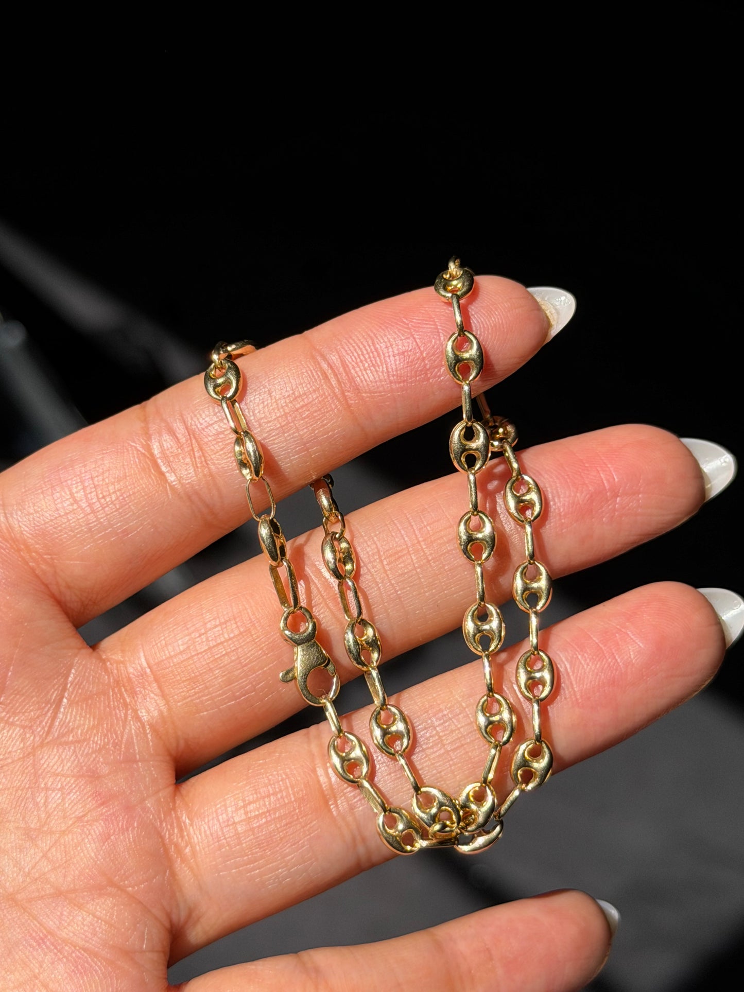14k Italian puffy mariner link chain