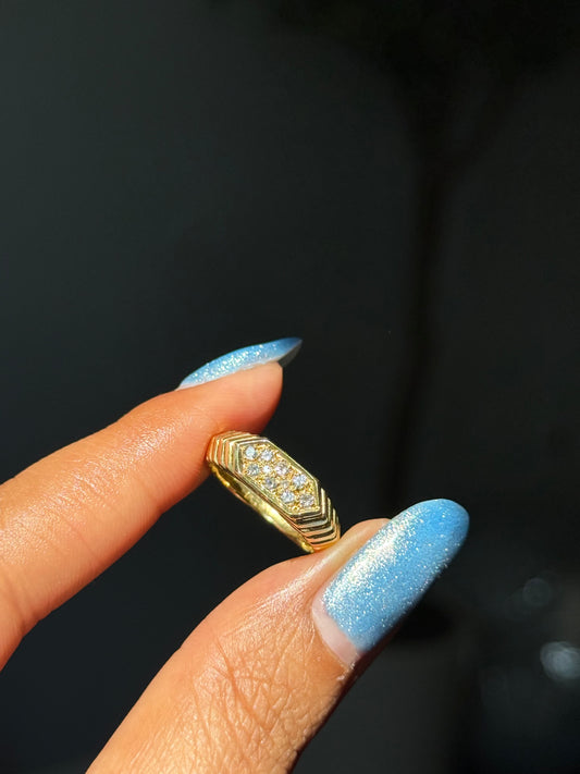 Vintage 22k Diamond Ribbed Ring,
