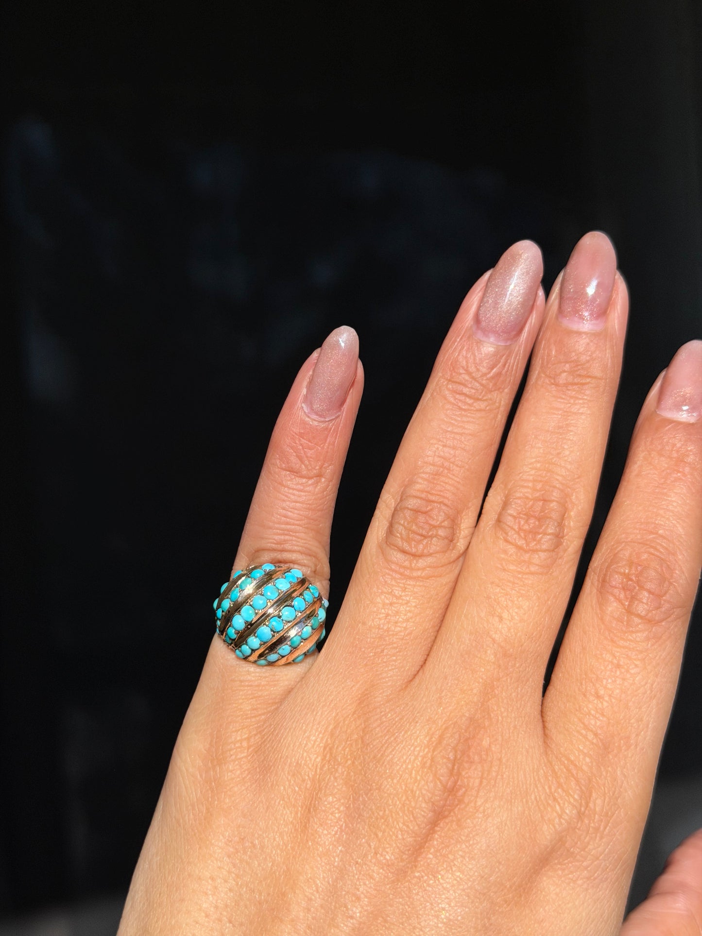 14k Chunky Turquoise Dome Ring