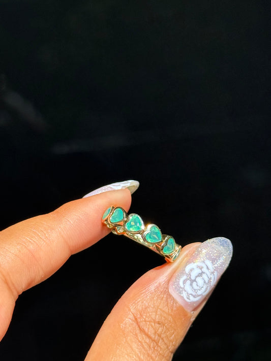 14k Green Agate Heart Ring