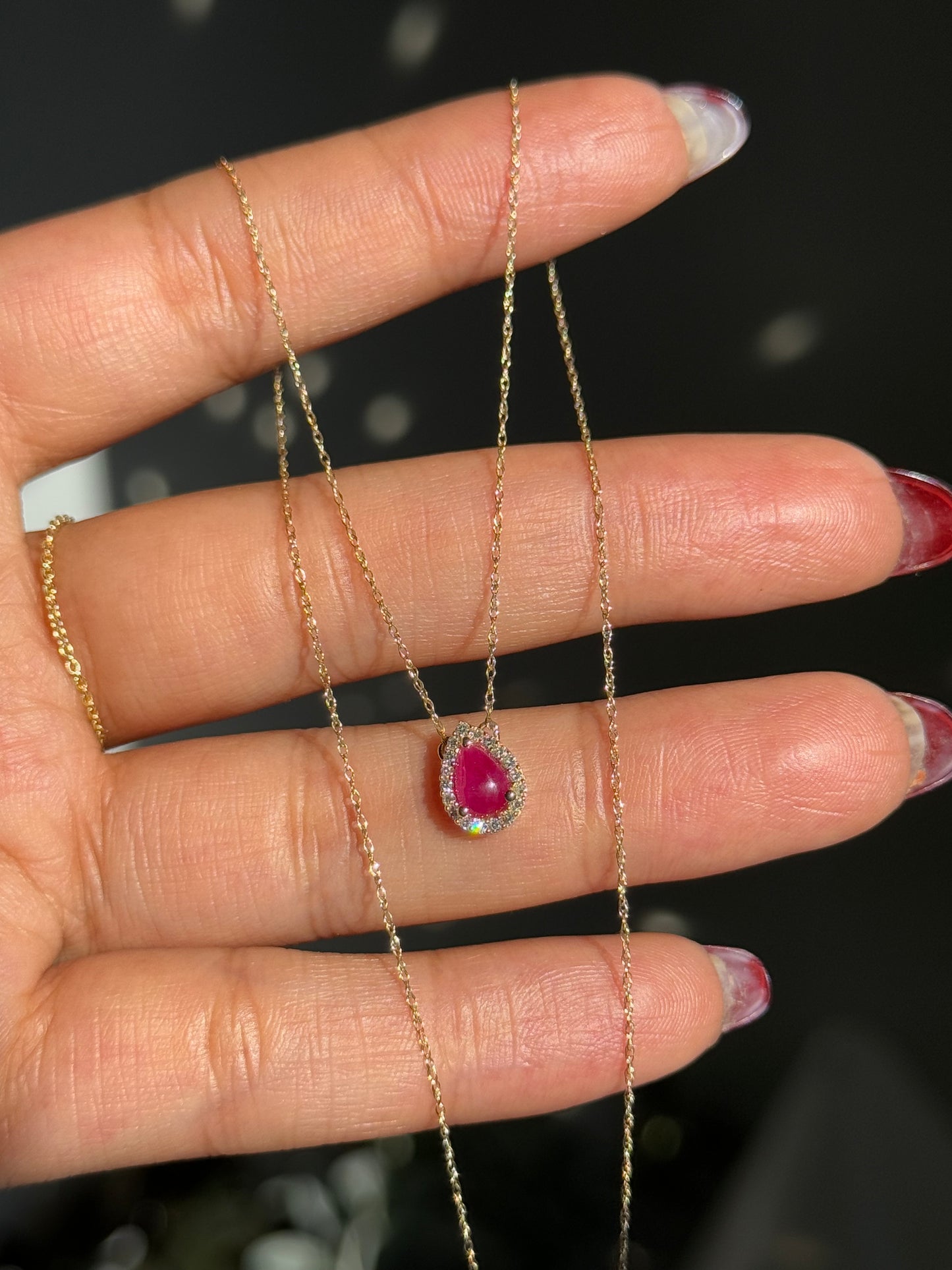 10k yellow gold ruby and diamonds necklace