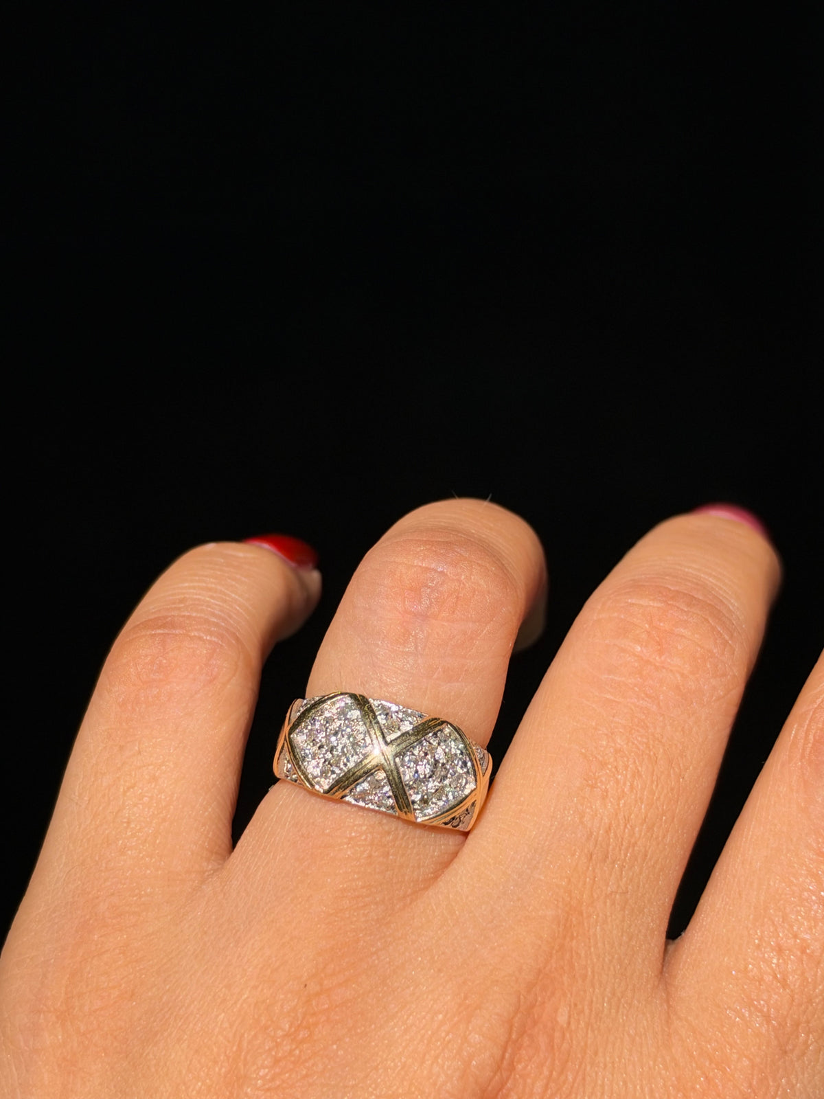 14k pave diamond dome ring