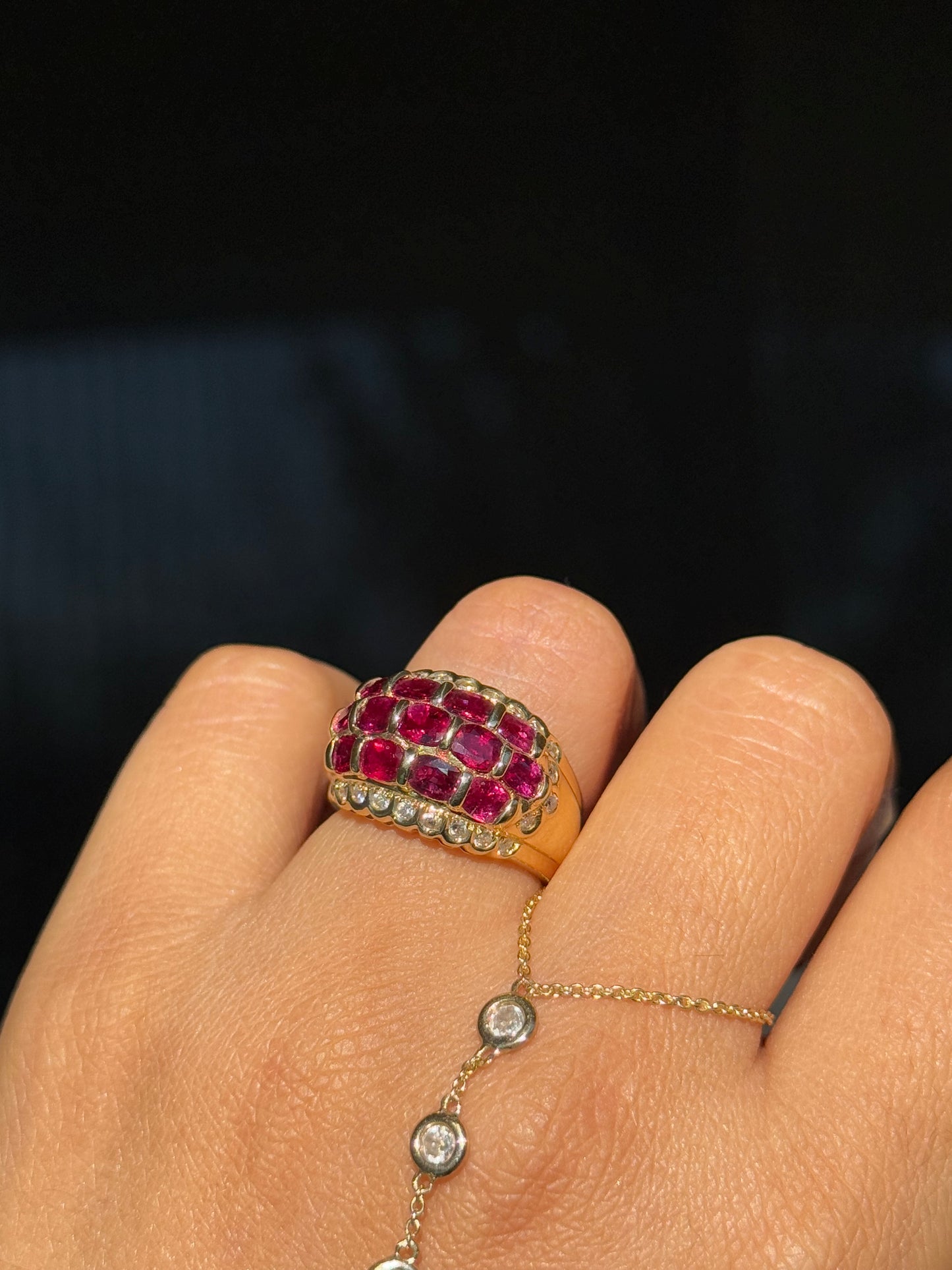 18k Chunky Mega Rubies and diamonds Ring