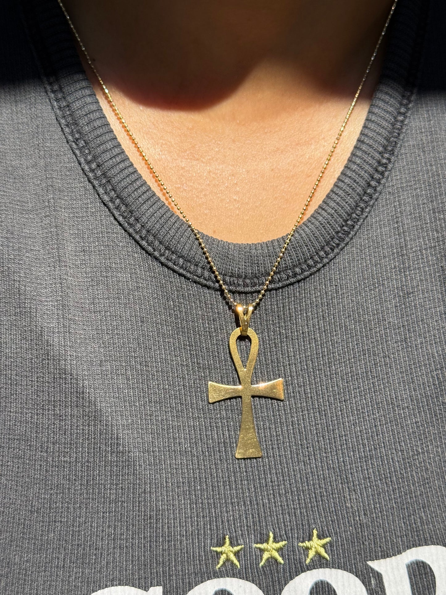 18k Italian Large Ankh Key of life pendant ,