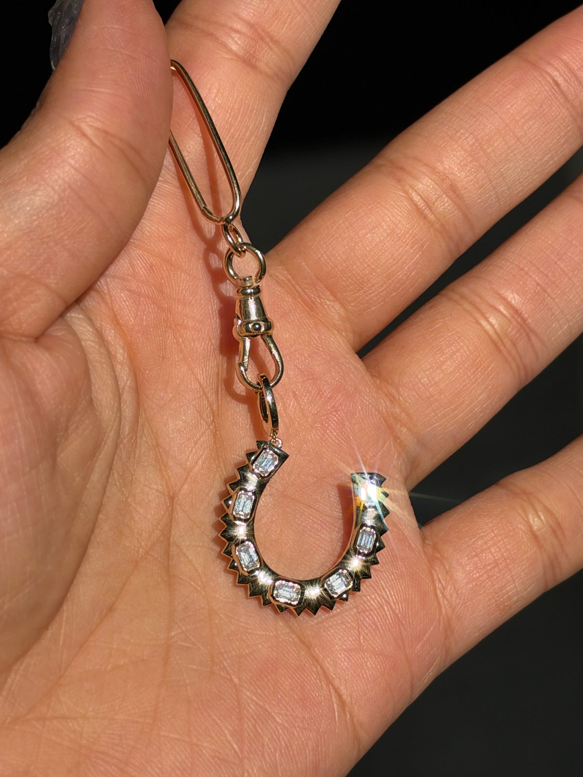14k 0.64tcw horseshoe diamond charm