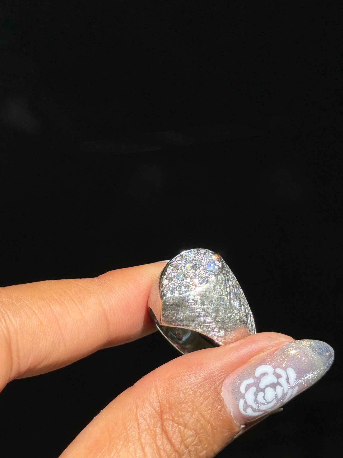 Vintage 14k white gold diamond ring