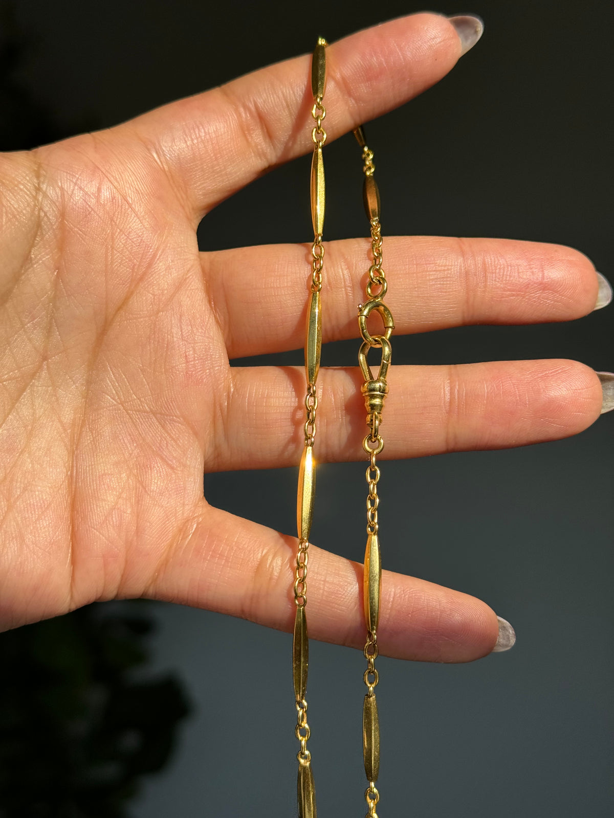 Vintage / Antique 14k solid bar link watch chain