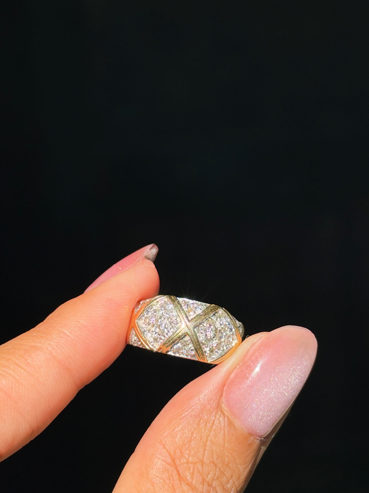 14k pave diamond dome ring