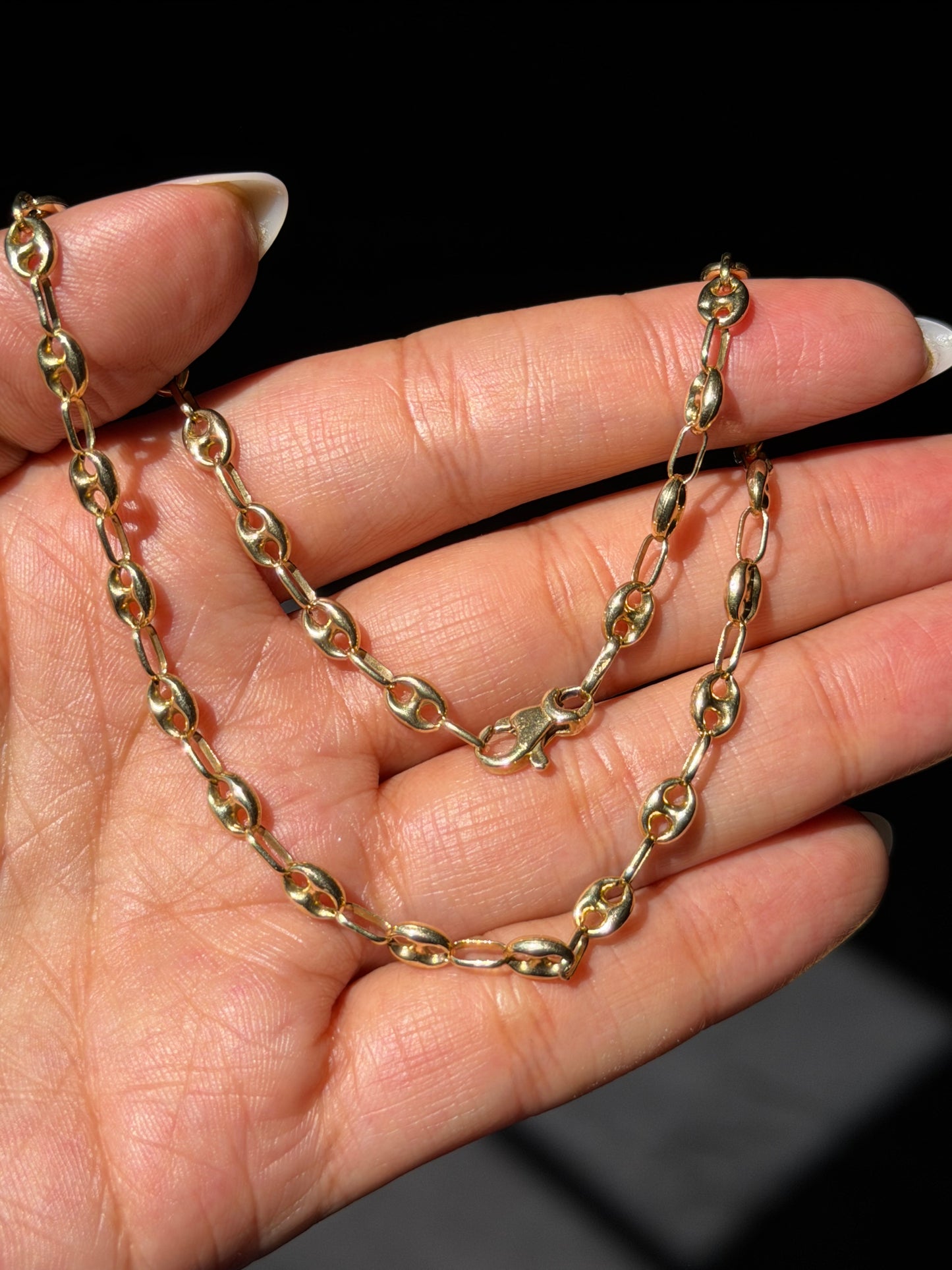 14k Italian puffy mariner link chain