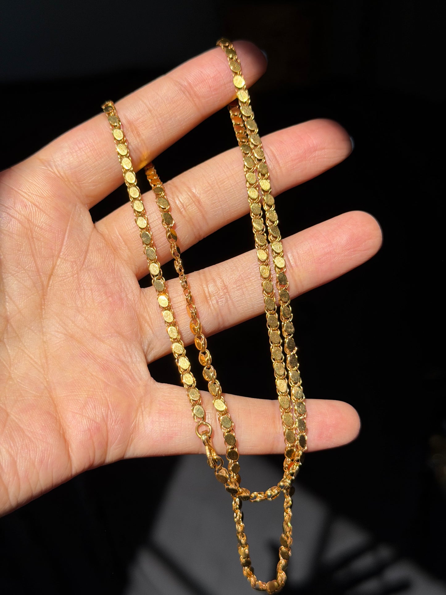 14k double sided mirror chain