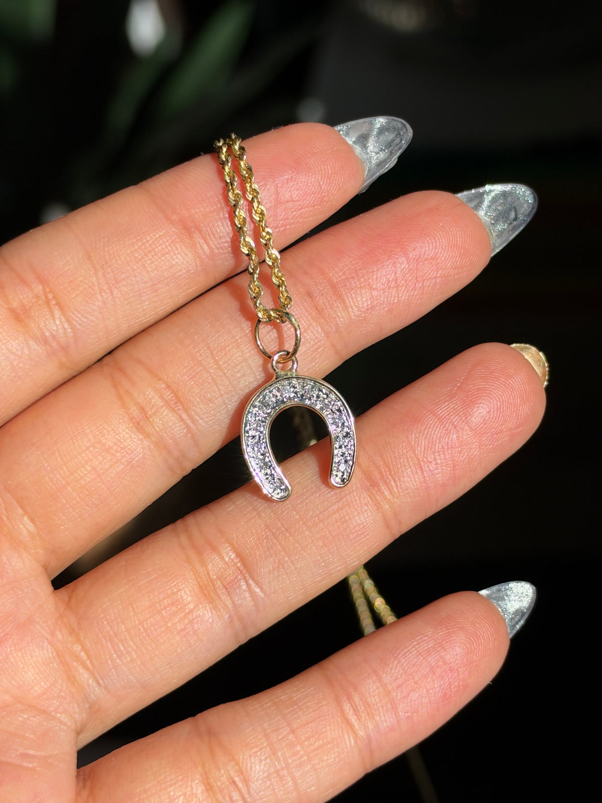 14k diamond horseshoe
charm