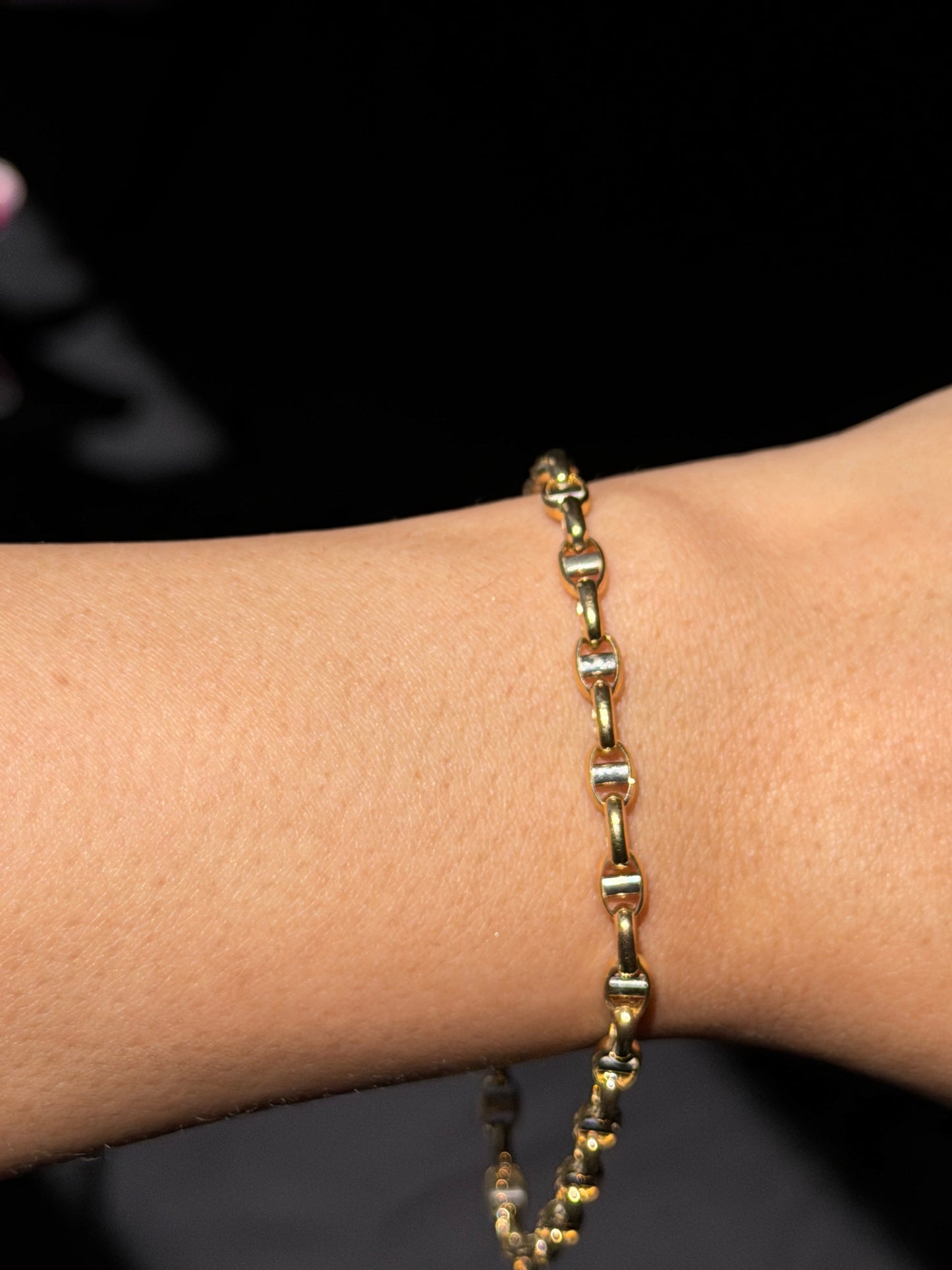 18k two tone gold Anchor link bracelet