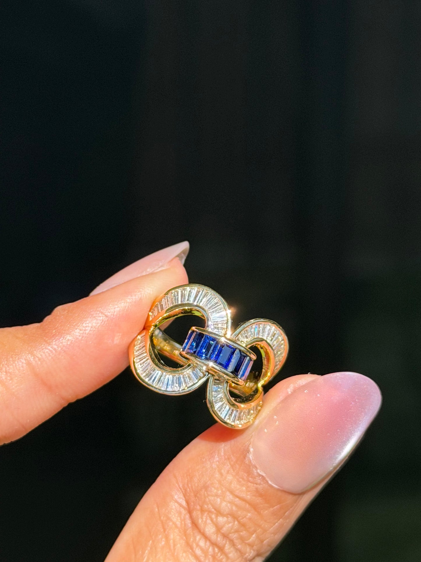 18k Channel set sapphire & diamonds Ring