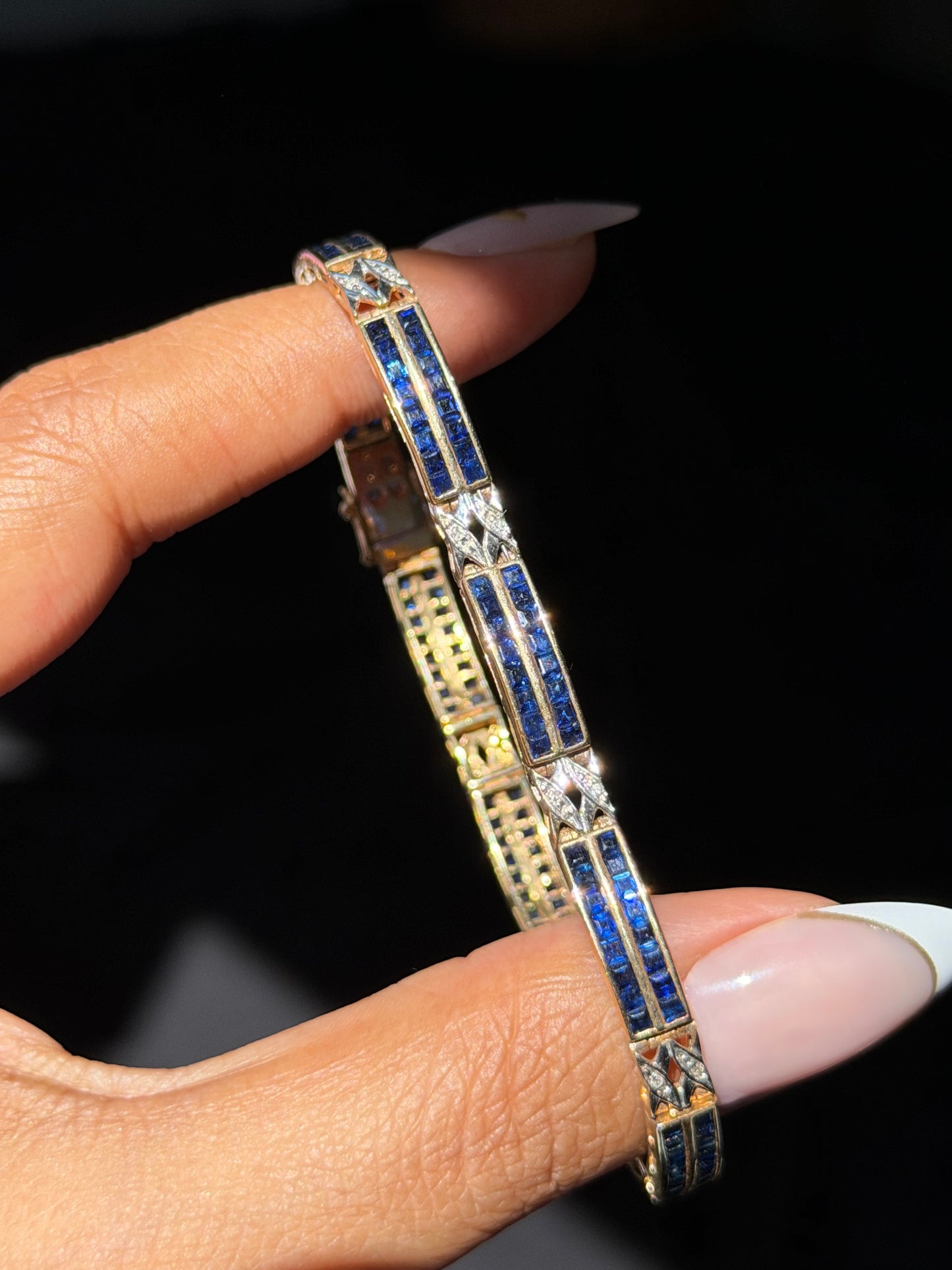 14k yellow gold Vintage sapphire and diamond bracelet ✨💙