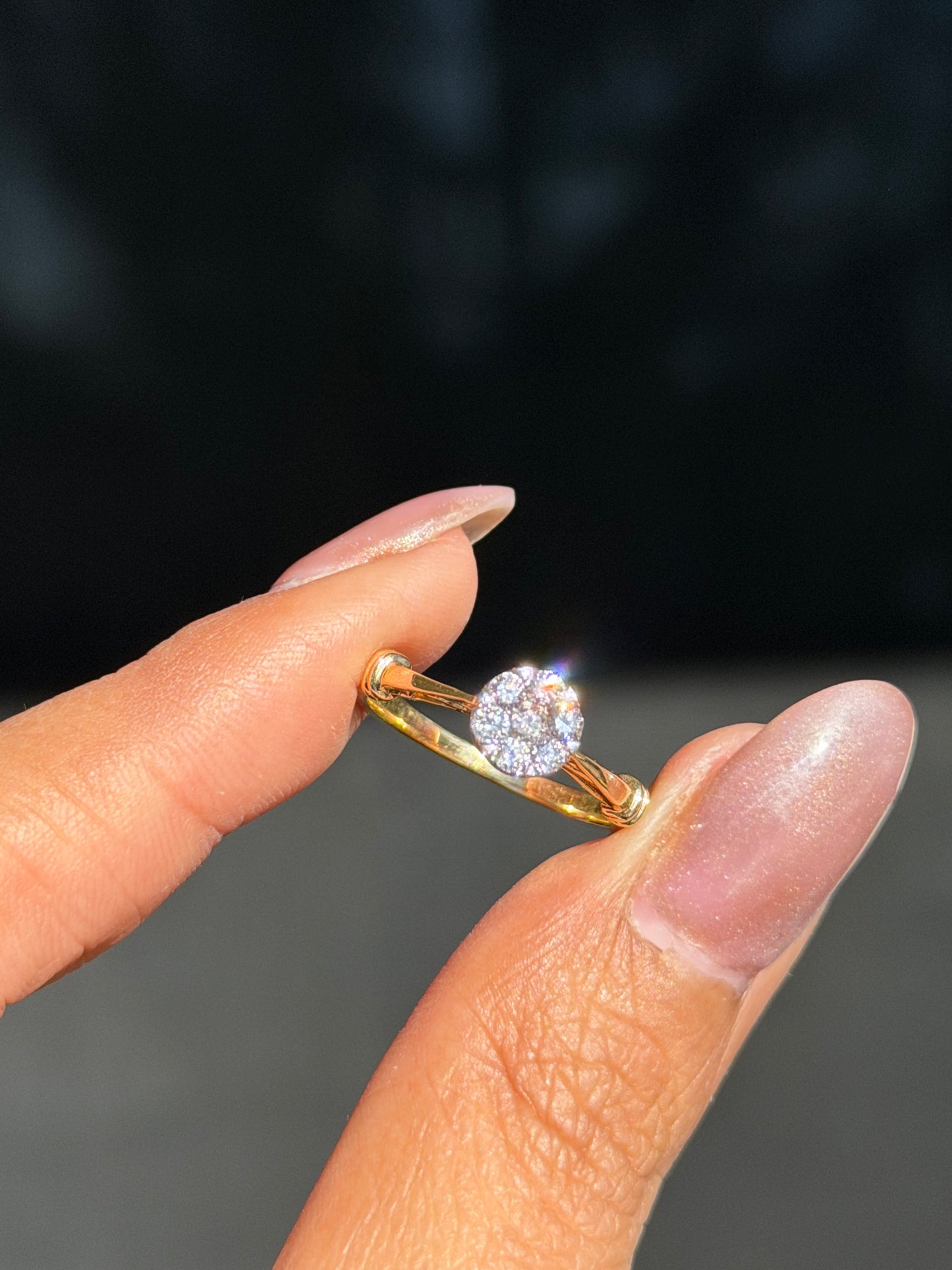 14k diamond cluster ring