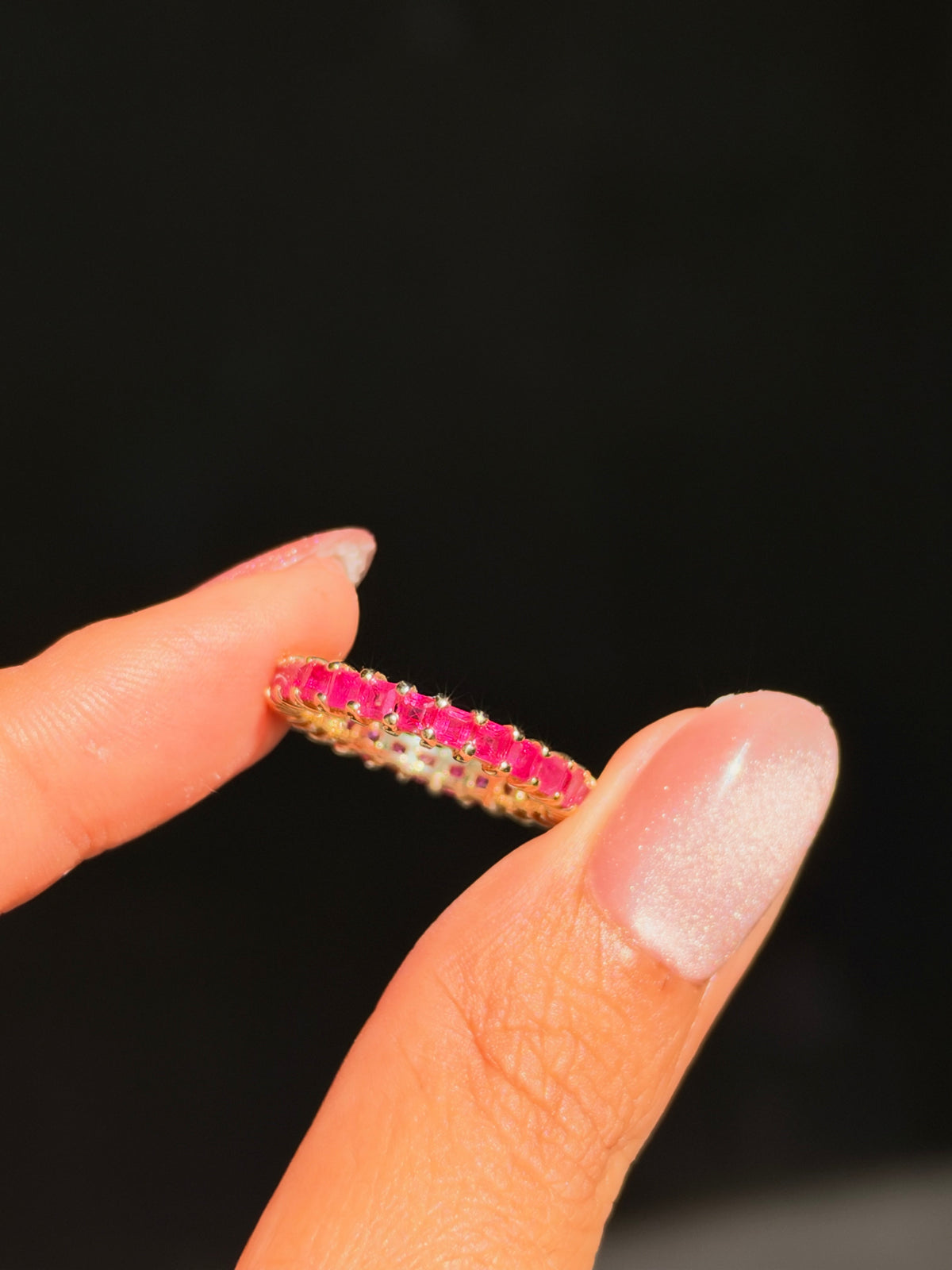 14k Ruby eternity band