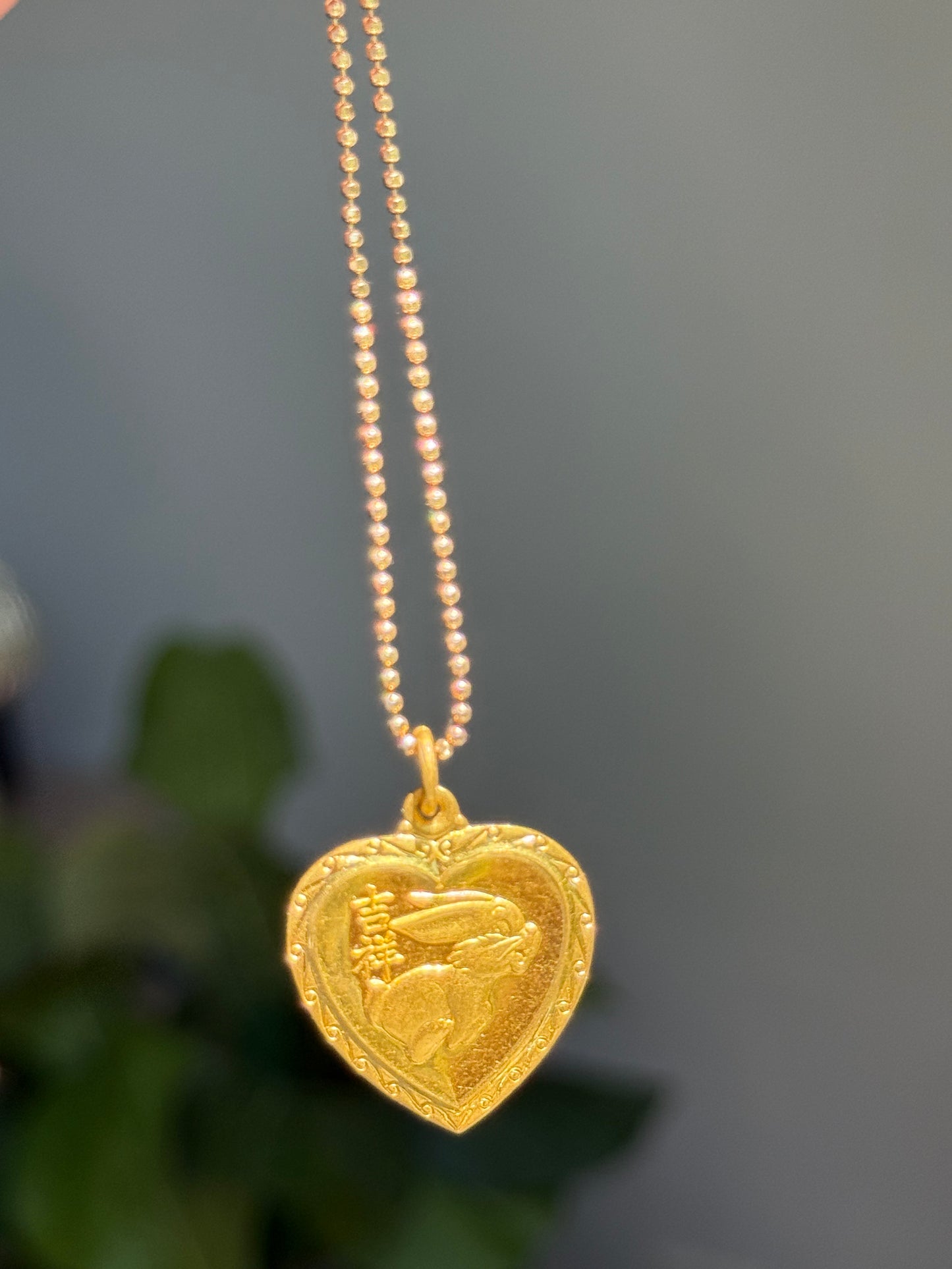 24k Pure gold rabbit Heart charm