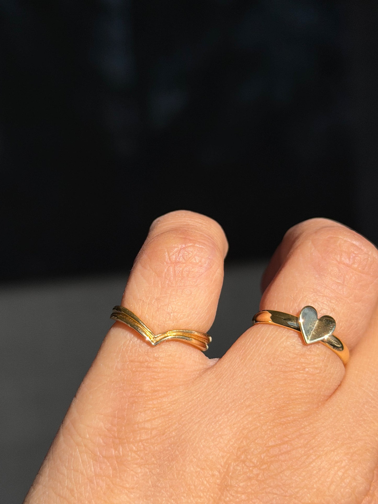 14k Chevron wishbone ring