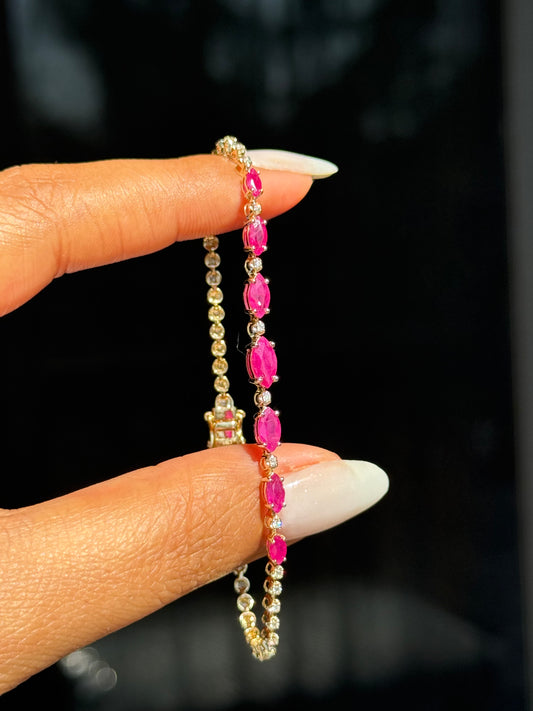 14k Rubies & diamonds tennis bracelet