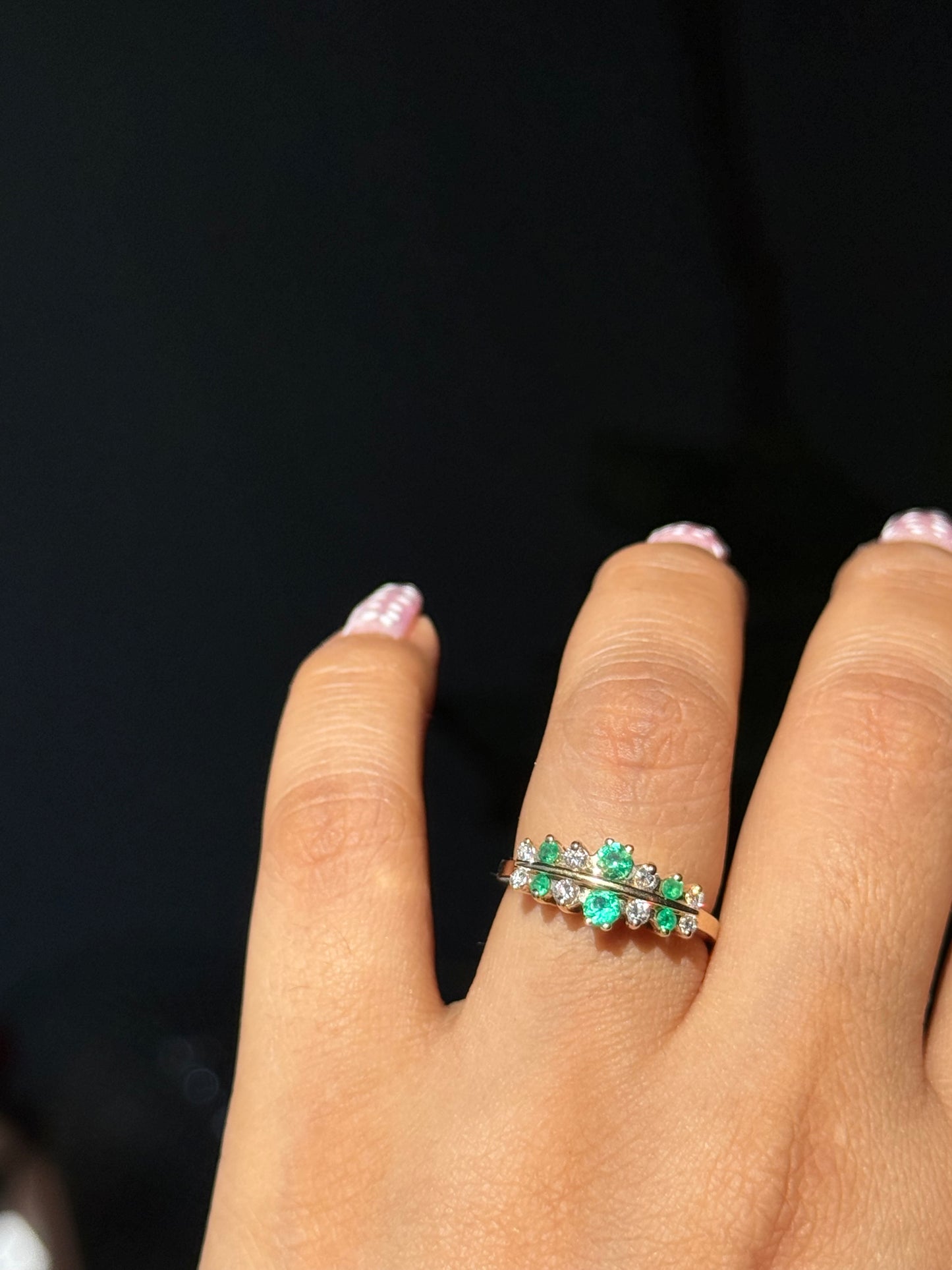 14k emeralds and diamonds Ring