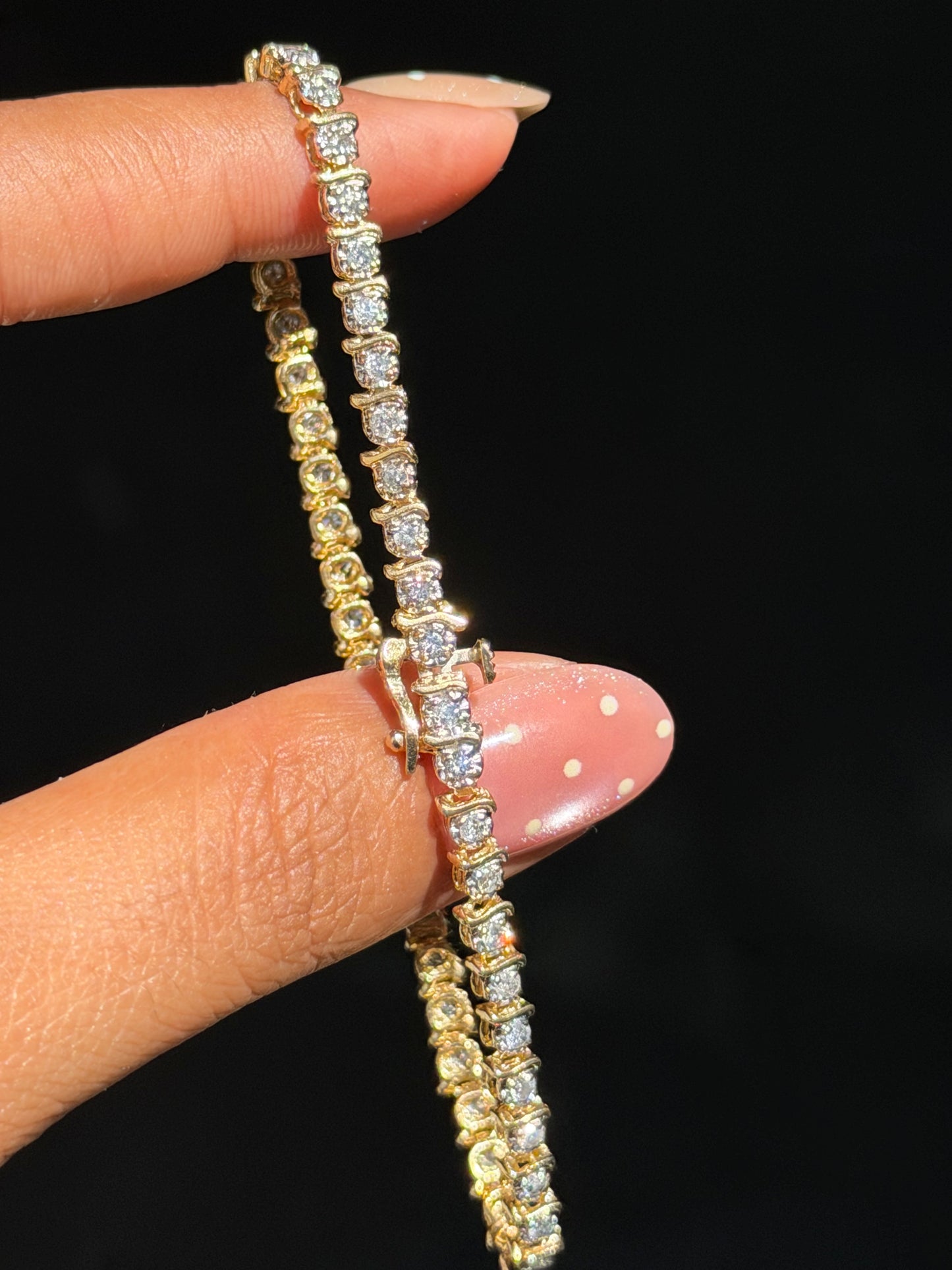 14k diamond S link tennis bracelet
