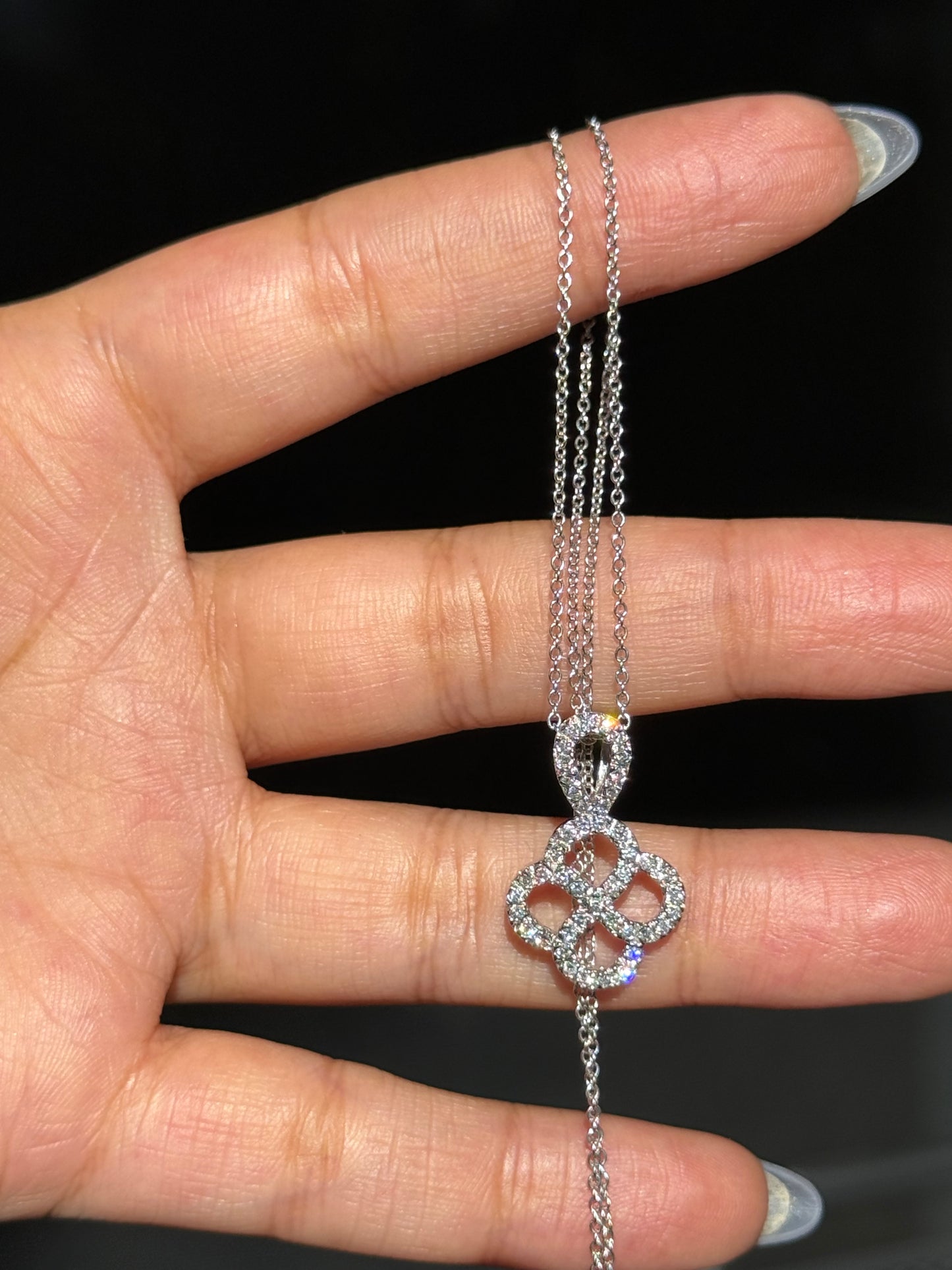 14k diamond Quatrefoil Necklace & Earrings