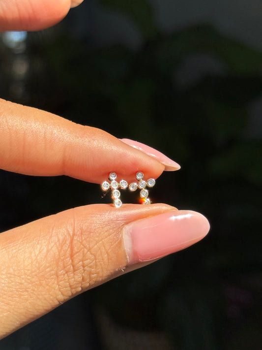10k diamond cross stud earrings