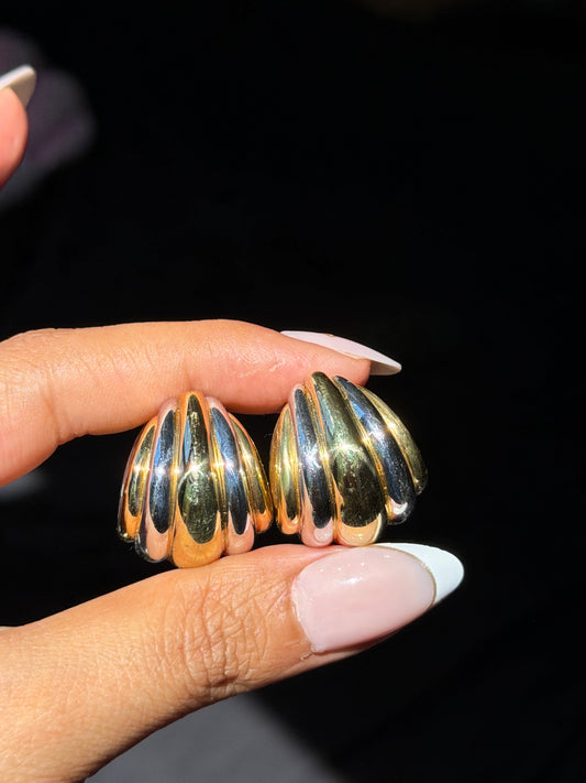 EFFEDUE 18k Italian puffy  Ribbed  Hoop earring