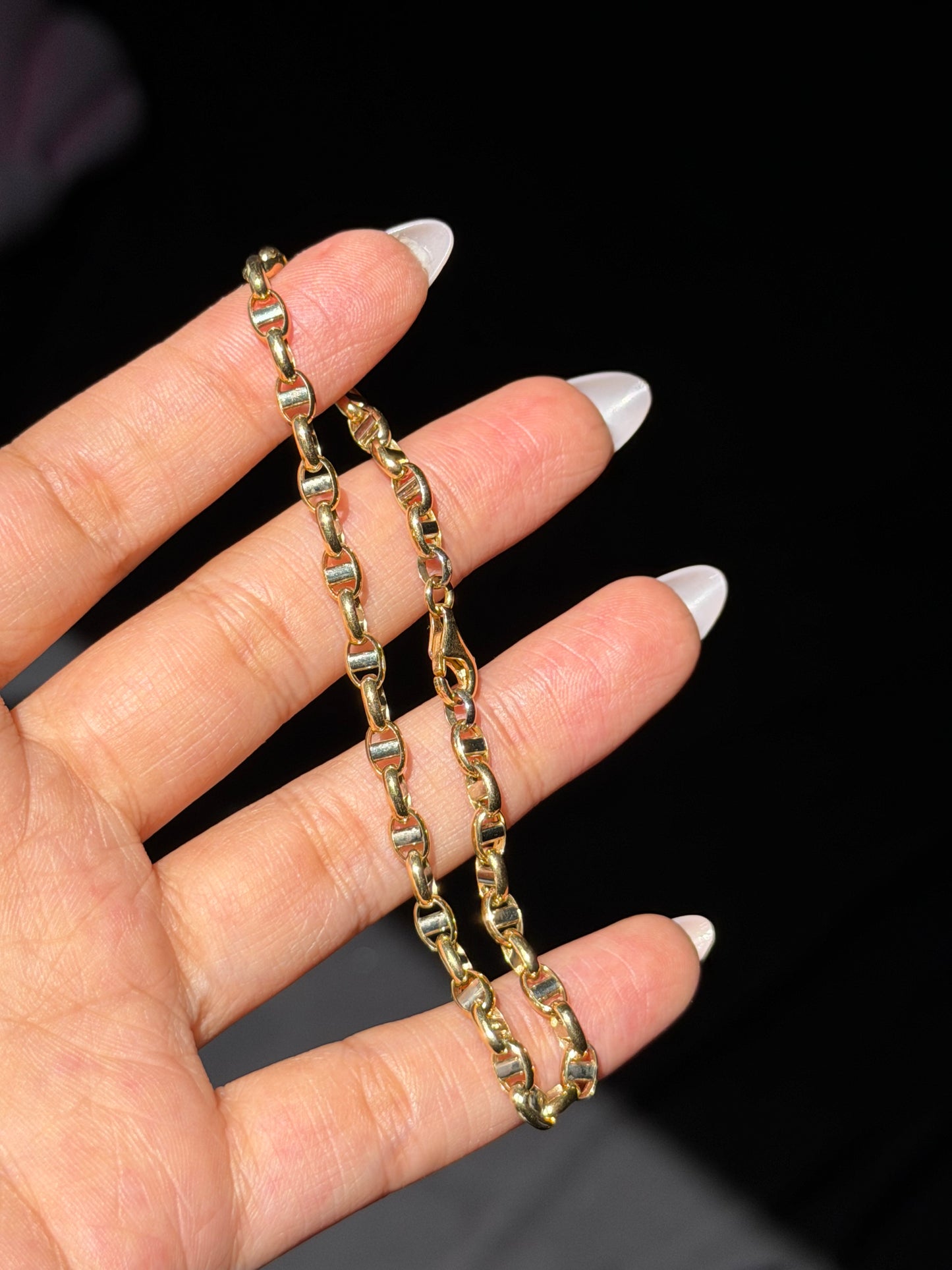 18k two tone gold Anchor link bracelet