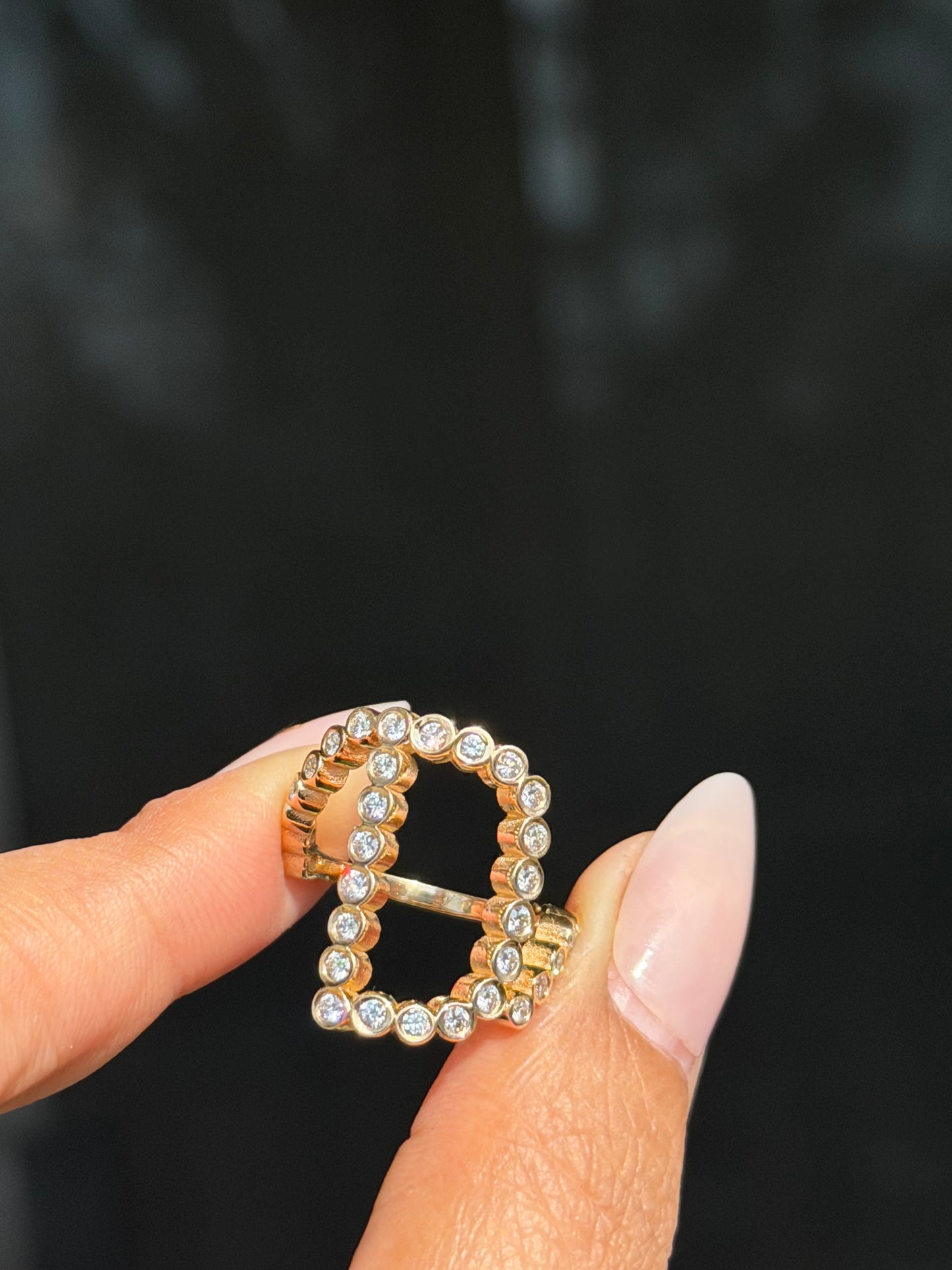 14k 1ct diamond initial D Ring