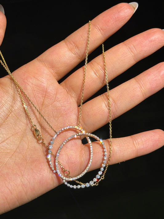 14k 1.50ct diamond interlocking double oval necklace 💎