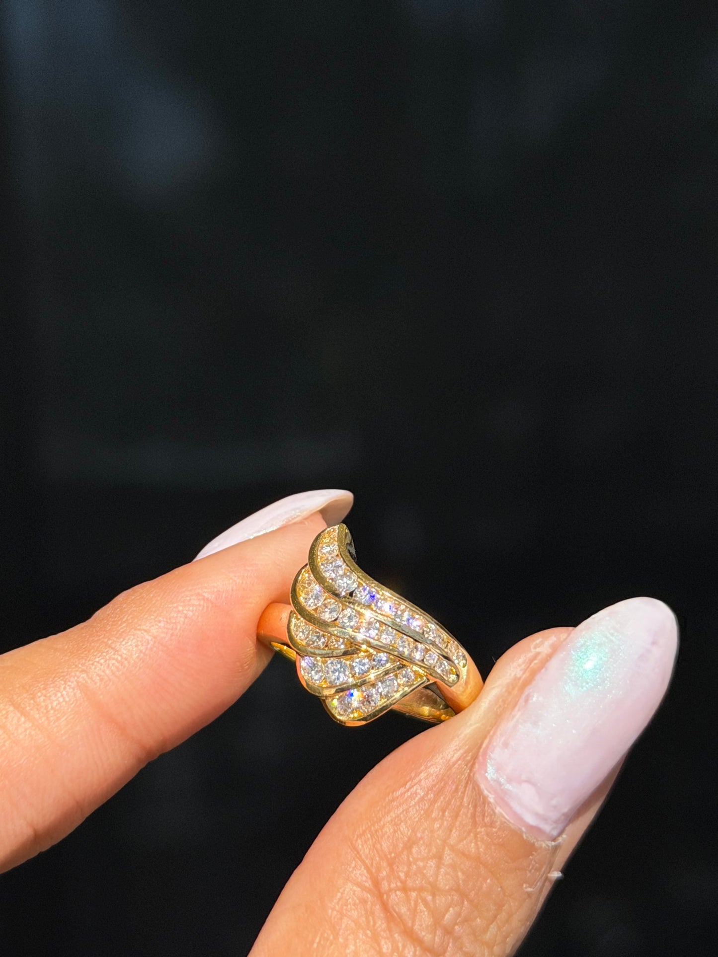 18k diamond wing ring