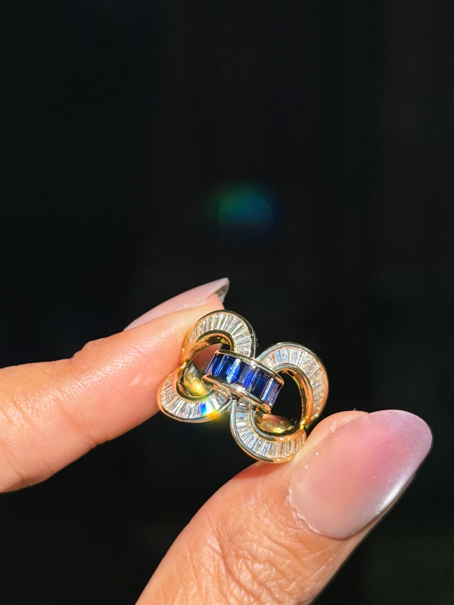 18k Channel set sapphire & diamonds Ring
