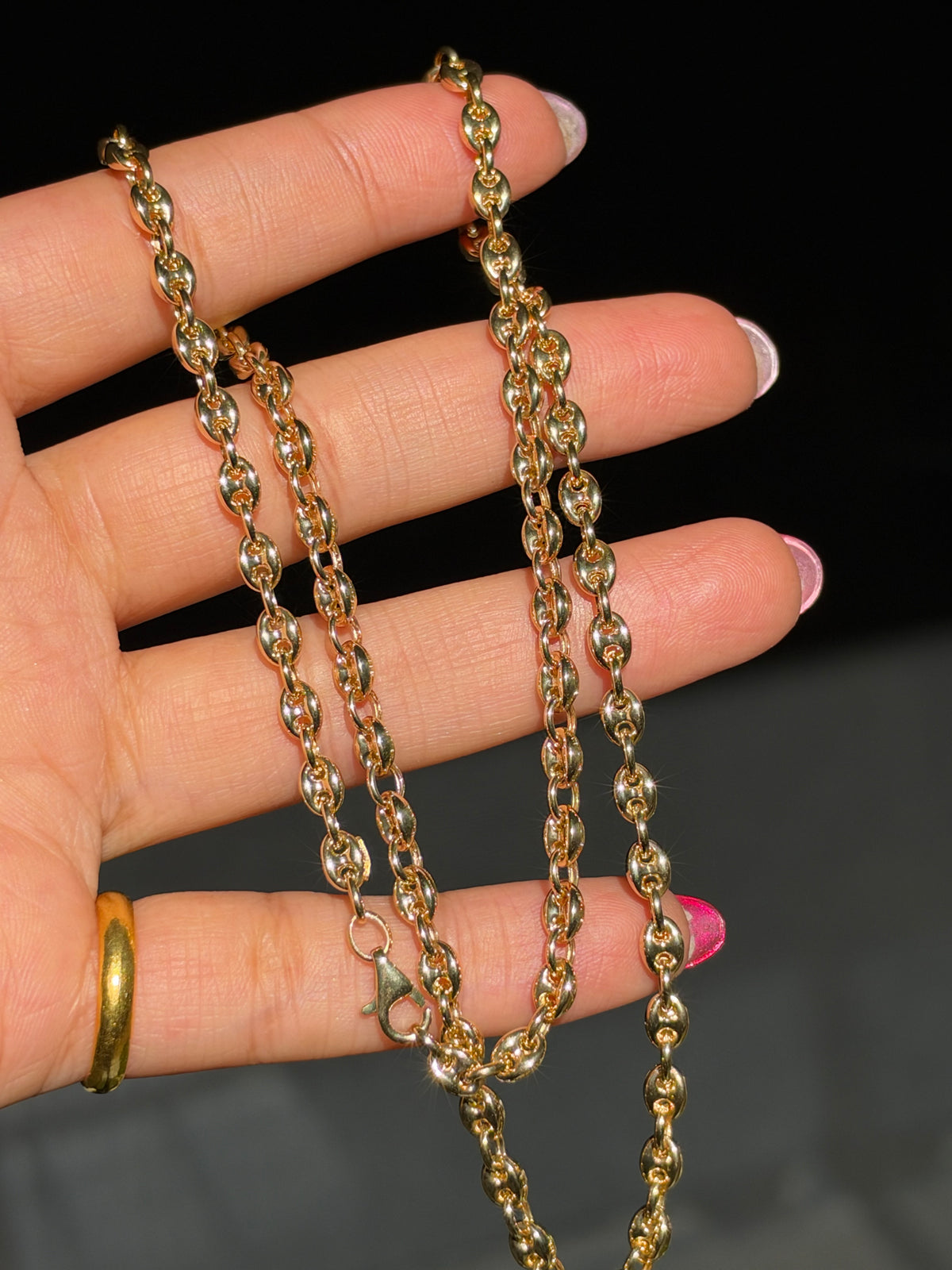 18k yellow gold puffy mariner chain