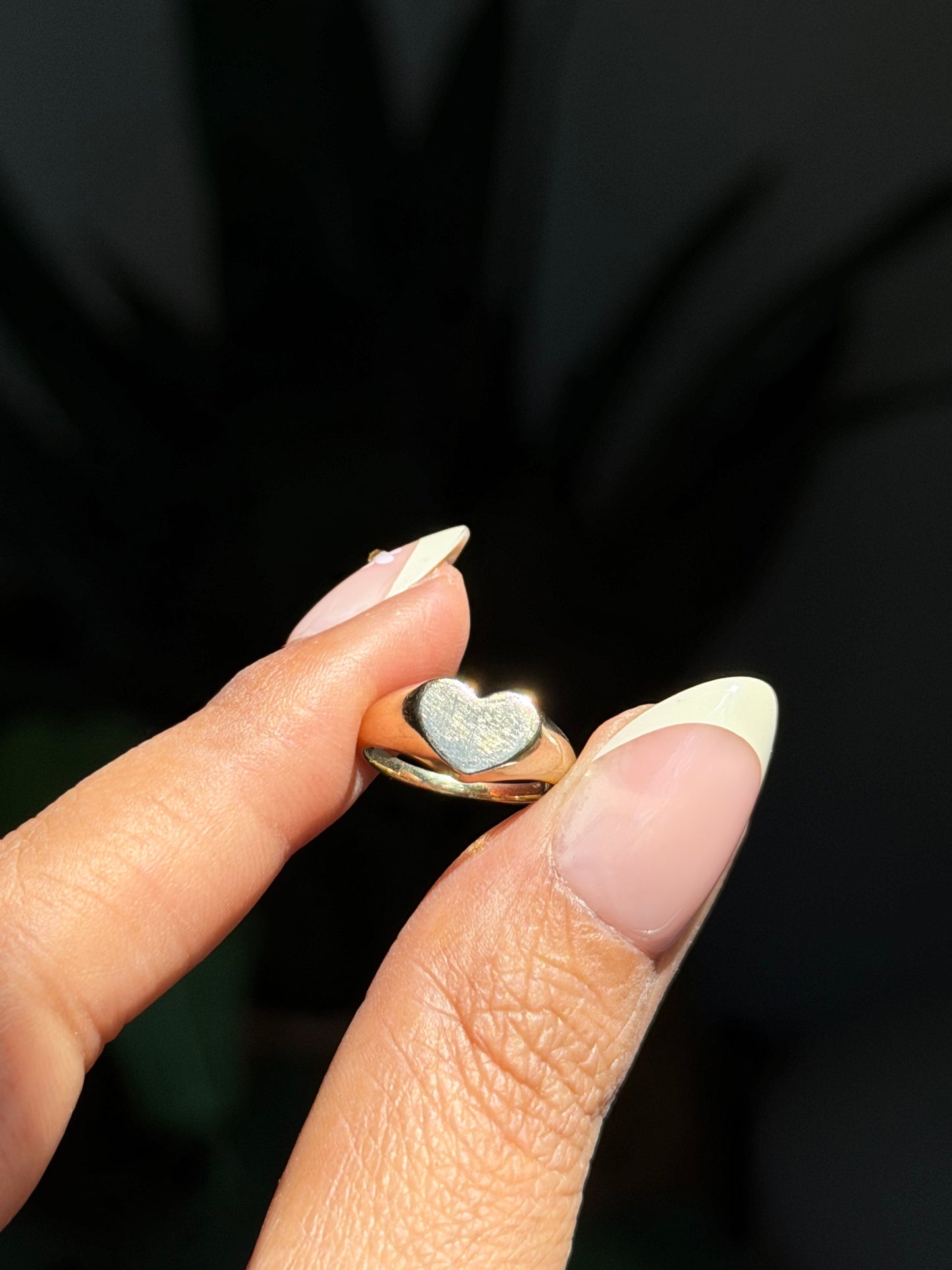 14k heart signet ring