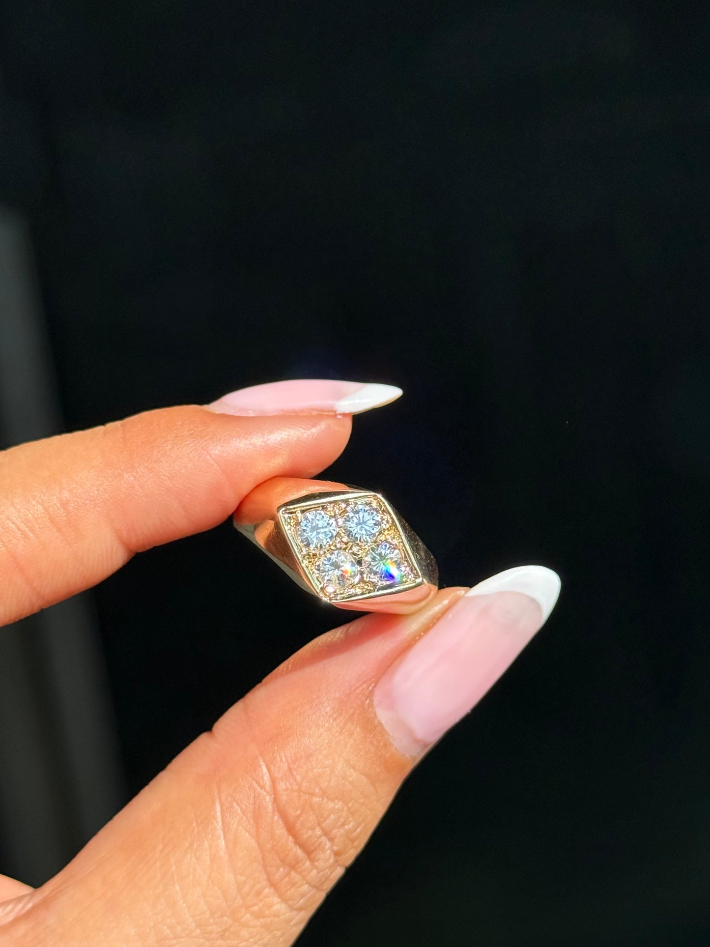 Chunky Geometric 14k diamond ring