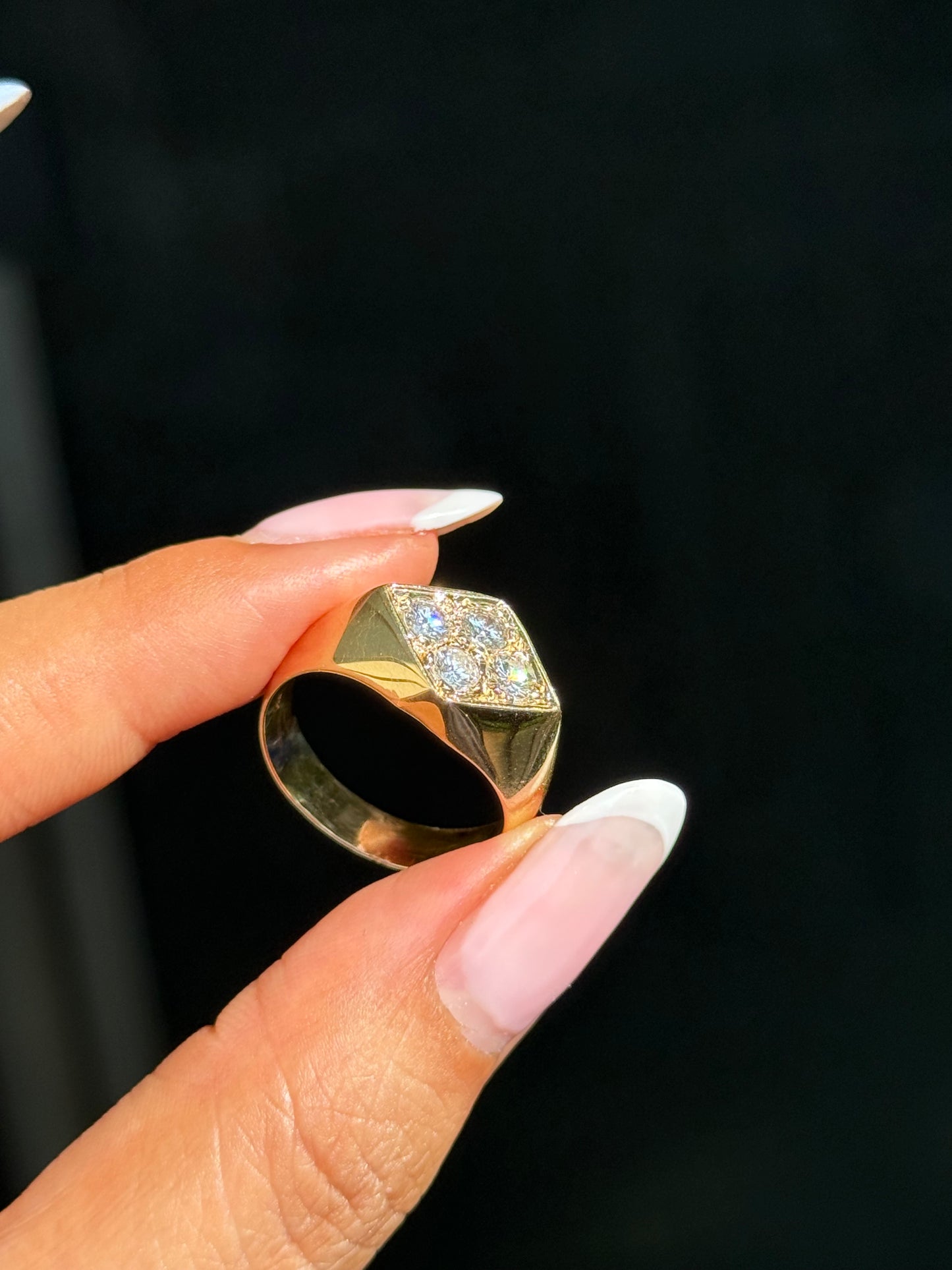 Chunky Geometric 14k diamond ring