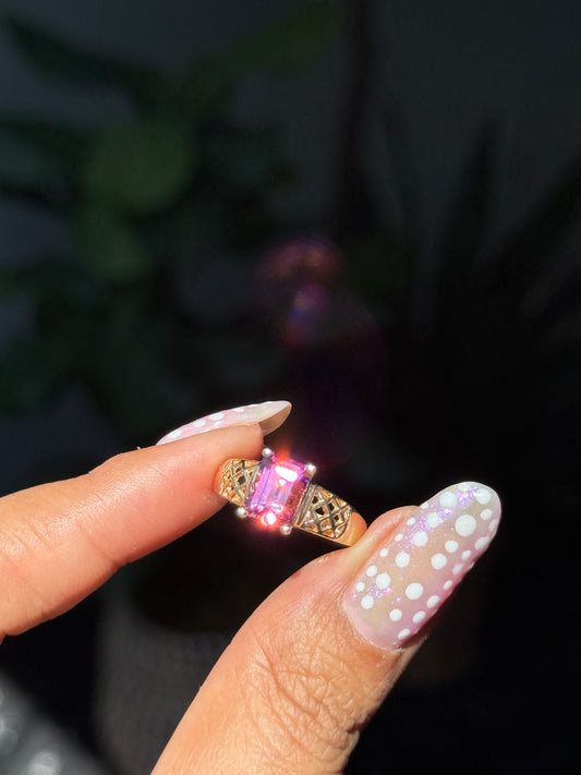 14k pink tourmaline ring