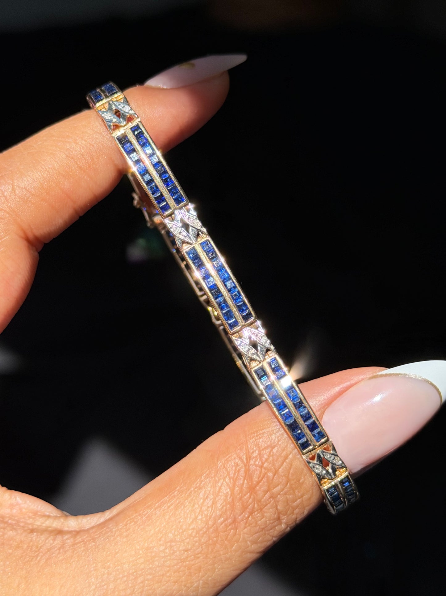 14k yellow gold Vintage sapphire and diamond bracelet ✨💙
